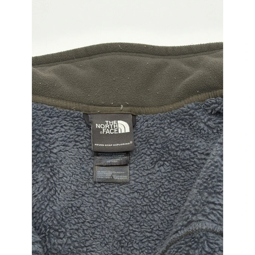 The North Face Mens Full Zip Sherpa Lined Fleece Jacket Olive Green Grey Large